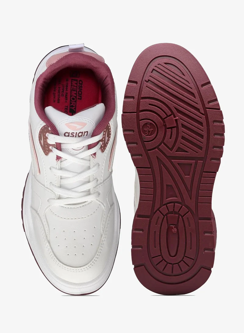 Asian  Stylish White Mauve Sneakers for Women and Girls for Women | Best Price UAE
