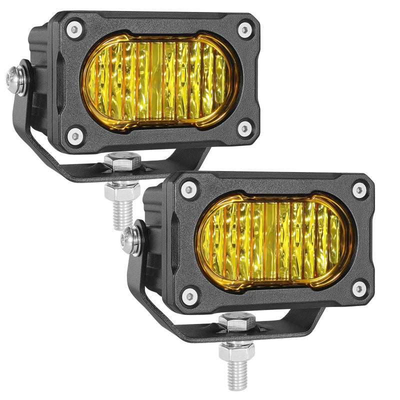 Fastchoy Auto Yellow LED Pods 2Pcs 40W 3 Inch Yellow Flood LED Pod Lights Fog Lights small Amber light pods Off Road Driving Ditch Light for Trucks Motorcycle UTV Dirt Bike Surron - Image 1