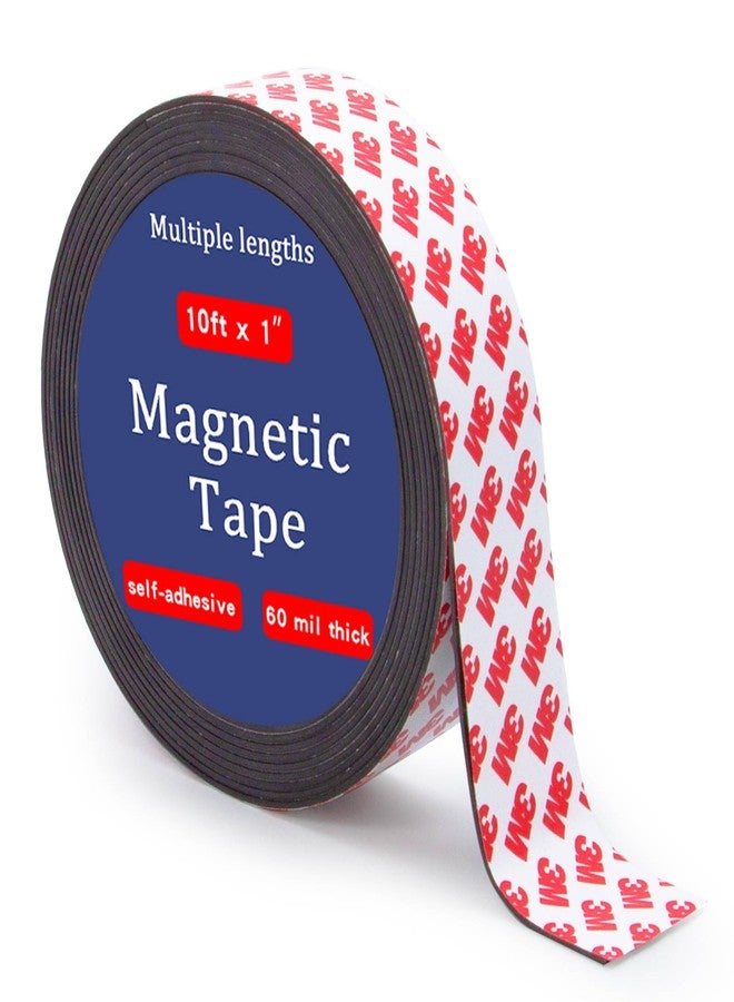 Towjug Magnetic Tape Strip Roll with 3M Self Adhesive Backing,(1" Wide x10ft Long) Flexible Sticky Magnet Tape Strips Heavy Duty for Kitchen, Garage Whiteboards Fridge Organization - Image 1