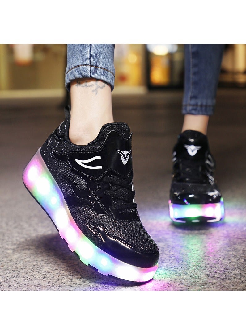 Loquat LED Flash Light Sneaker Skate Shoes with Wheels USB Charging Roller Skates Shoes - Image 3