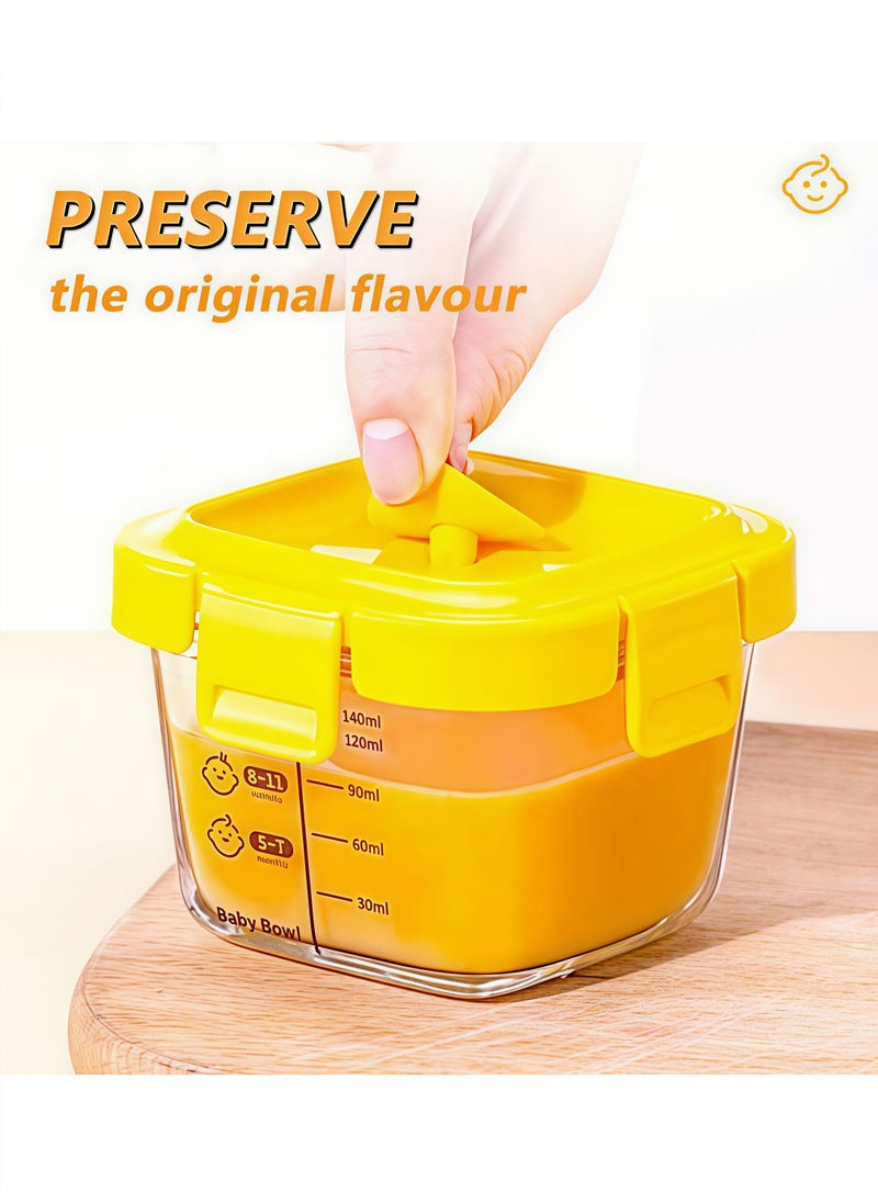 Vinnatsu 4PCS 170ml Airtight & Leakproof Baby Food Containers,Glass Food Storage Container with Silicone Lid,Labeled Microwavable,Reusable Food Jars with Lids,Dishwasher & Freezer Safe  - Image 3