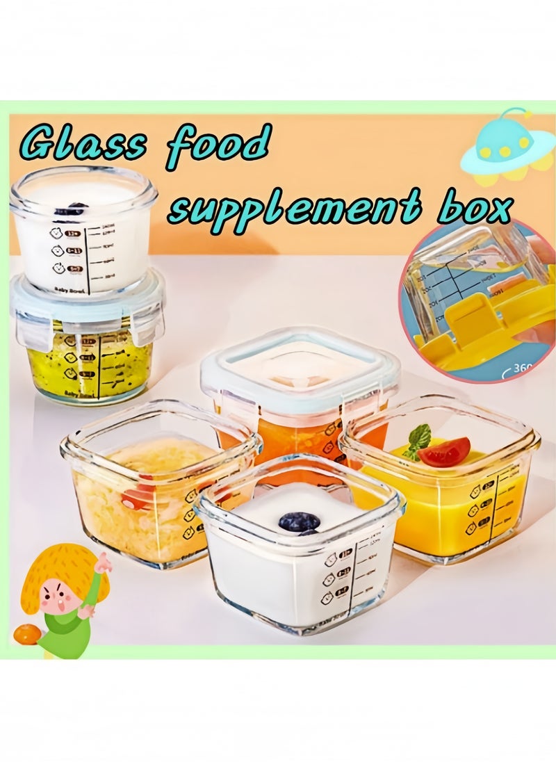 Vinnatsu 4PCS 170ml Airtight & Leakproof Baby Food Containers,Glass Food Storage Container with Silicone Lid,Labeled Microwavable,Reusable Food Jars with Lids,Dishwasher & Freezer Safe  - Image 2