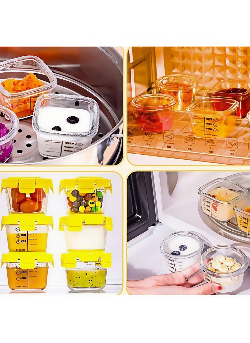 Vinnatsu 4PCS 170ml Airtight & Leakproof Baby Food Containers,Glass Food Storage Container with Silicone Lid,Labeled Microwavable,Reusable Food Jars with Lids,Dishwasher & Freezer Safe  - Image 4