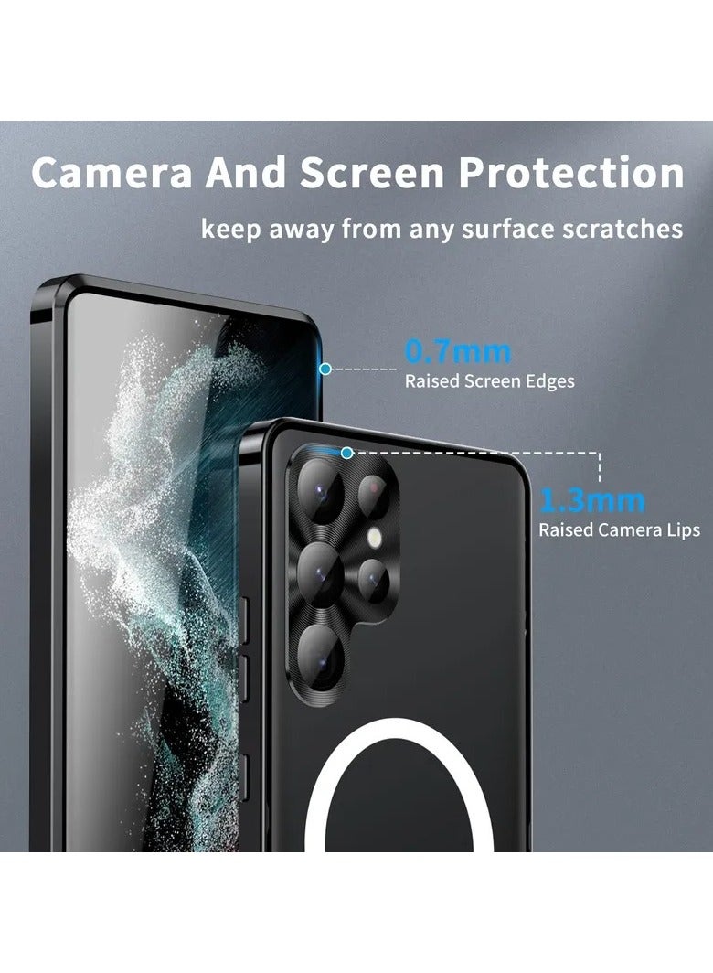 Color Fans Samsung Galaxy S23 Ultra Anti-scratch Matte Phone Cover TPU Back Electroplating Metal Edge Integrated Lens Protection Phone Case - Black - Image 5