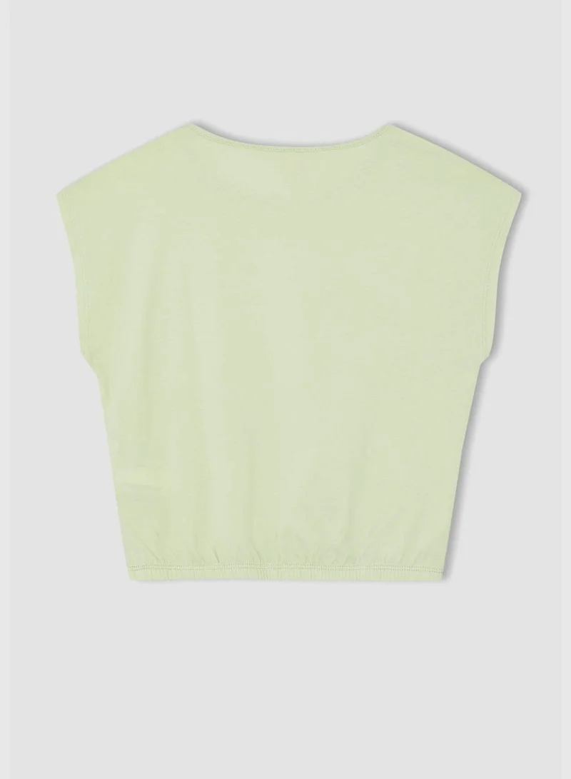 DeFacto Regular Fit Shorts Bat Sleeves Sun Print T-Shirt