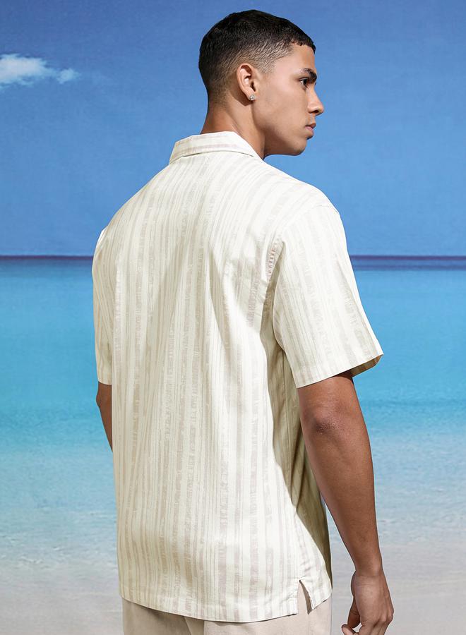 HIGHLANDER Relaxed Fit Striped Short Sleeve Shirt - Image 3