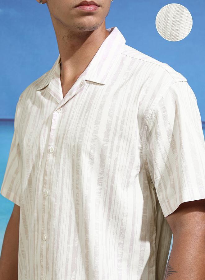 HIGHLANDER Relaxed Fit Striped Short Sleeve Shirt - Image 5