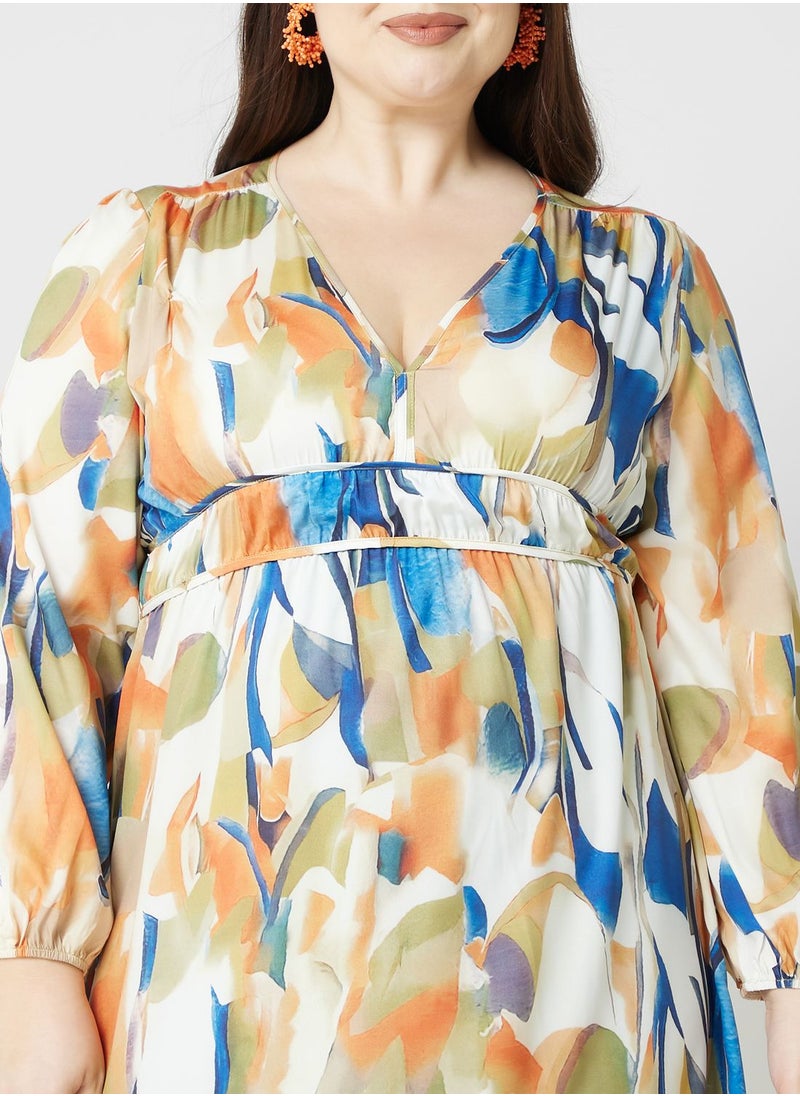 Ella Plus - Printed Fit & Flare Dress - Image 1