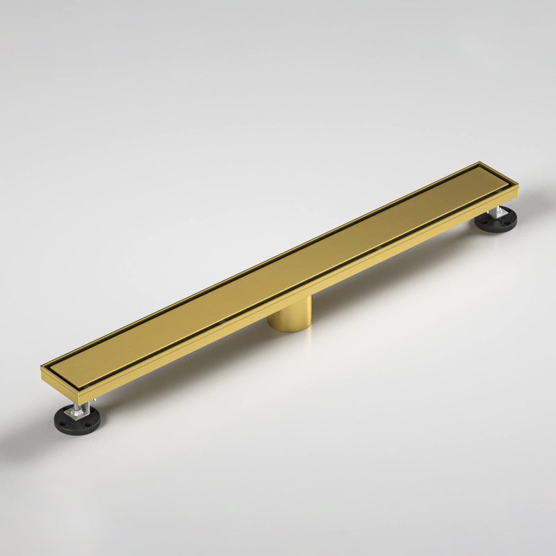 Bernkot Linear Shower Drain 26 Brushed Gold Floor Drain with Tiled Insert Grate  Hair Strainer 304 Stainless Steel Bathroom 2in1 Tiled in Drain CUPC Certified Brushed Gold 26