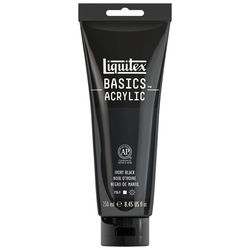 Liquitex BASICS Acrylic Paint, 250ml (8.5-oz) Tube, Ivory Black - Image 1