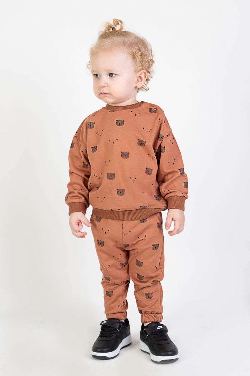 Harika Kids Baby Boy Child Two Yarn Fabric Medium Thickness Knitted Basic Bottom Top Tracksuit Set  - Image 3