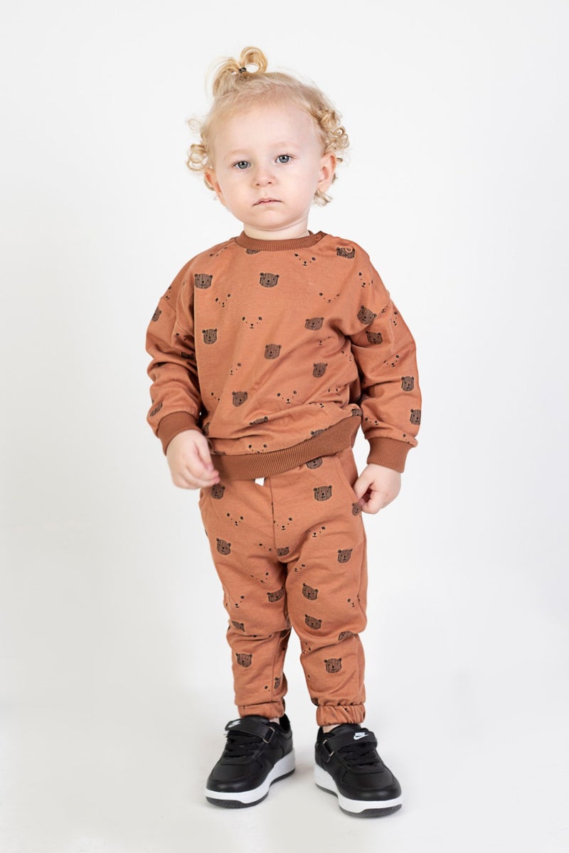 Harika Kids Baby Boy Child Two Yarn Fabric Medium Thickness Knitted Basic Bottom Top Tracksuit Set  - Image 5