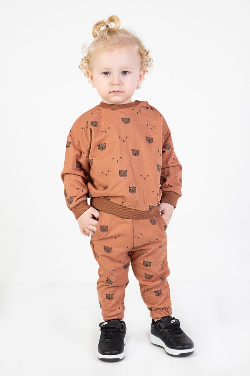 Harika Kids Baby Boy Child Two Yarn Fabric Medium Thickness Knitted Basic Bottom Top Tracksuit Set  - Image 4