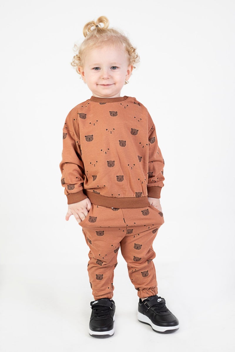 Harika Kids Baby Boy Child Two Yarn Fabric Medium Thickness Knitted Basic Bottom Top Tracksuit Set  - Image 1