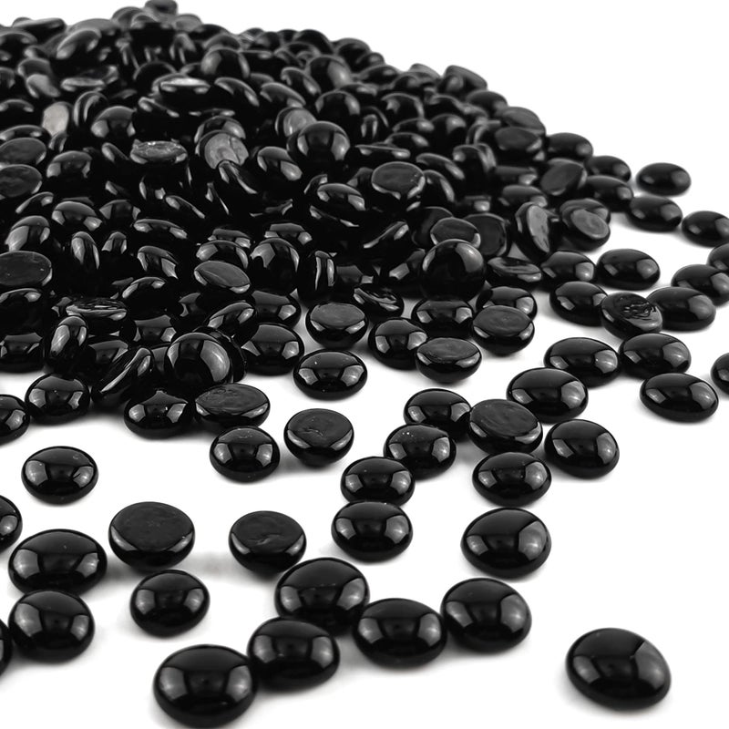 CYS EXCEL 5LBS Black Glass Gemstone Beads Vase Fillers Flat Marble Beads Multiple Color Choices Aquarium Decor Rocks Floral Stones Decorative Mosaic Glass Gem Pebbles - Image 1