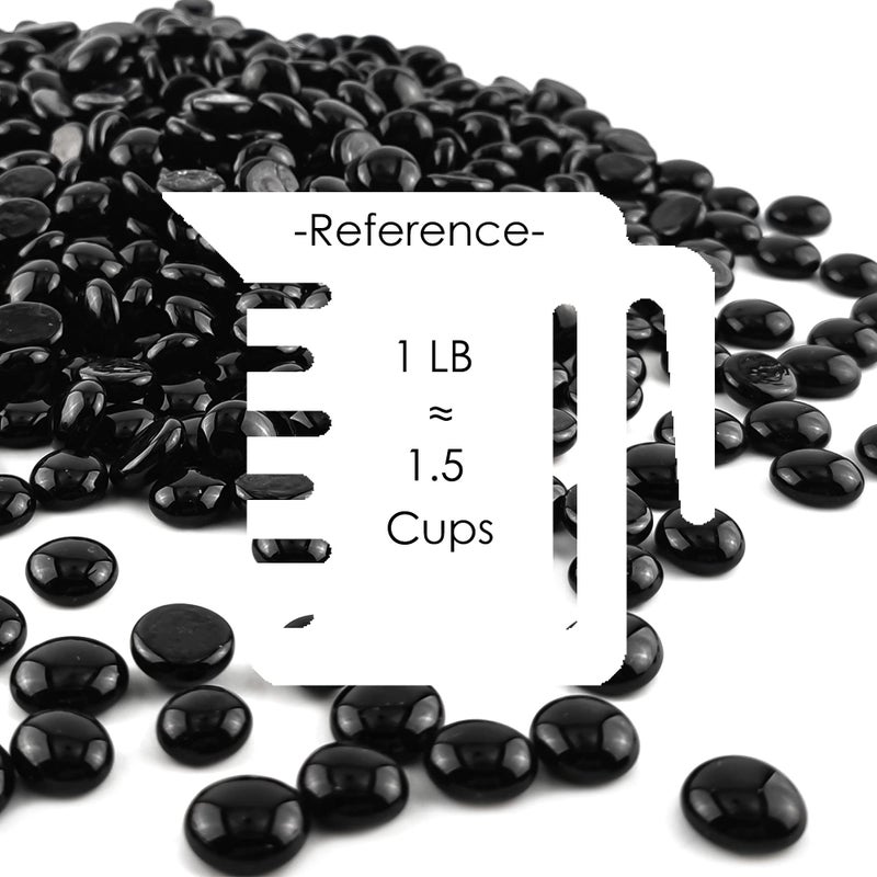 CYS EXCEL 5LBS Black Glass Gemstone Beads Vase Fillers Flat Marble Beads Multiple Color Choices Aquarium Decor Rocks Floral Stones Decorative Mosaic Glass Gem Pebbles - Image 2