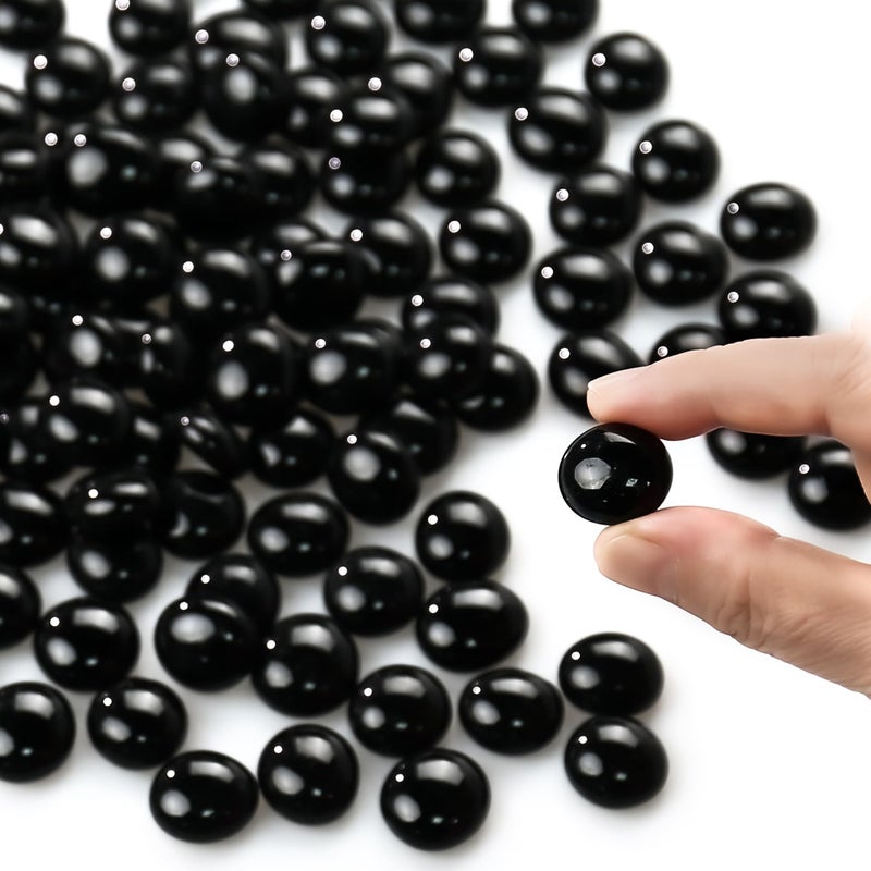 CYS EXCEL 5LBS Black Glass Gemstone Beads Vase Fillers Flat Marble Beads Multiple Color Choices Aquarium Decor Rocks Floral Stones Decorative Mosaic Glass Gem Pebbles - Image 4