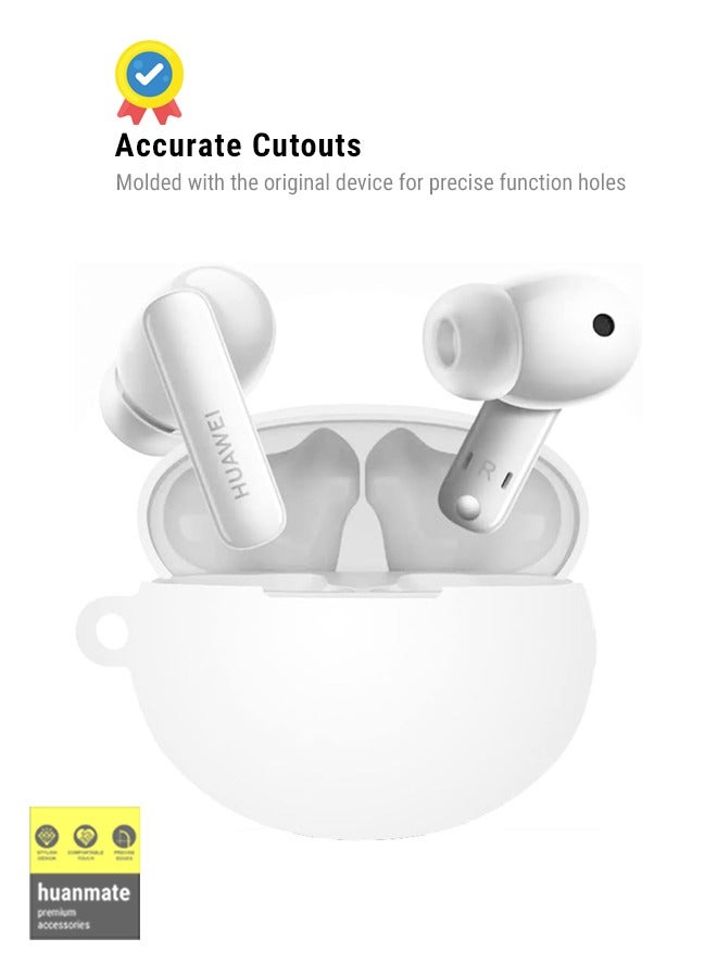 huanmate Stylish Silicone Case Cover For Huawei FreeBuds 5i White  - Image 5