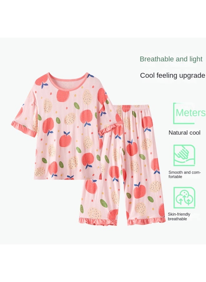 DEESHA A Antibacterial Comfort】kids Pajama Set - Air-conditioning Sleepwear For Spring/autumn, Girls' Cool-touch Short-sleeve Homewear For Big Kids - Image 4