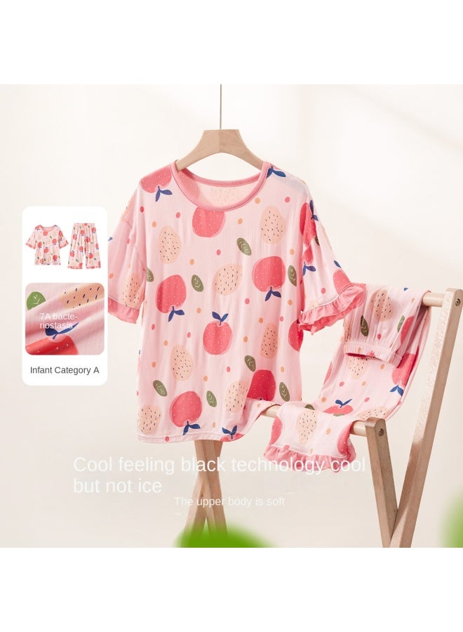 DEESHA A Antibacterial Comfort】kids Pajama Set - Air-conditioning Sleepwear For Spring/autumn, Girls' Cool-touch Short-sleeve Homewear For Big Kids - Image 2