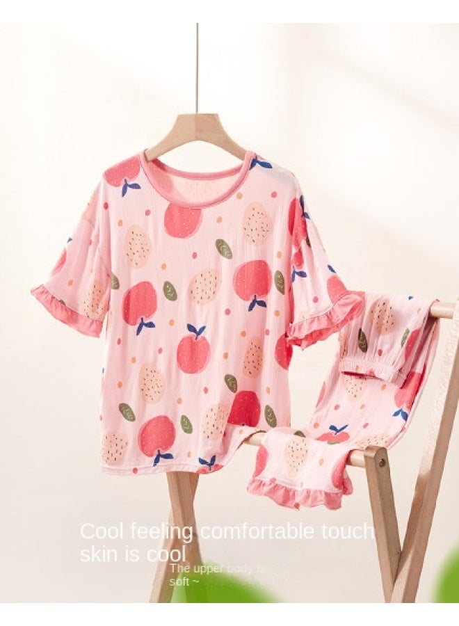 DEESHA A Antibacterial Comfort】kids Pajama Set - Air-conditioning Sleepwear For Spring/autumn, Girls' Cool-touch Short-sleeve Homewear For Big Kids - Image 1