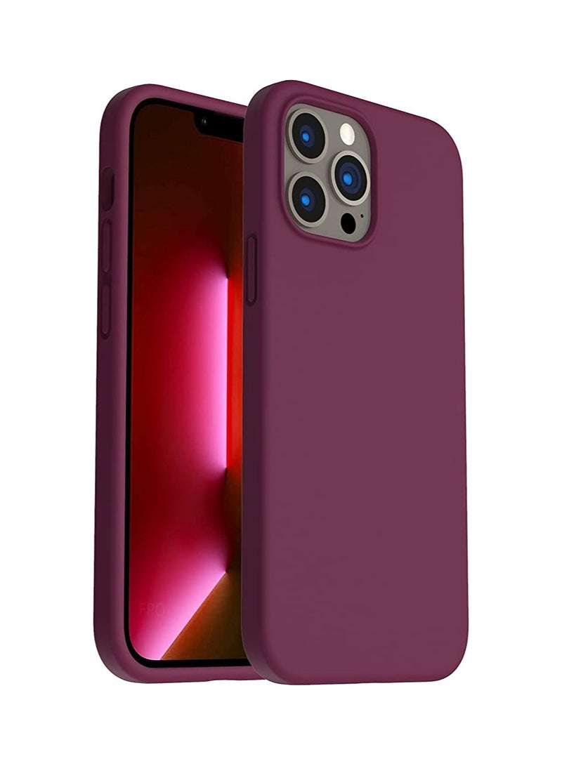 Case For iPhone 13 Pro 6.1in Silicone Shockproof Liquid Soft TPU Slim Back Cover (Wine Red)  - Image 1
