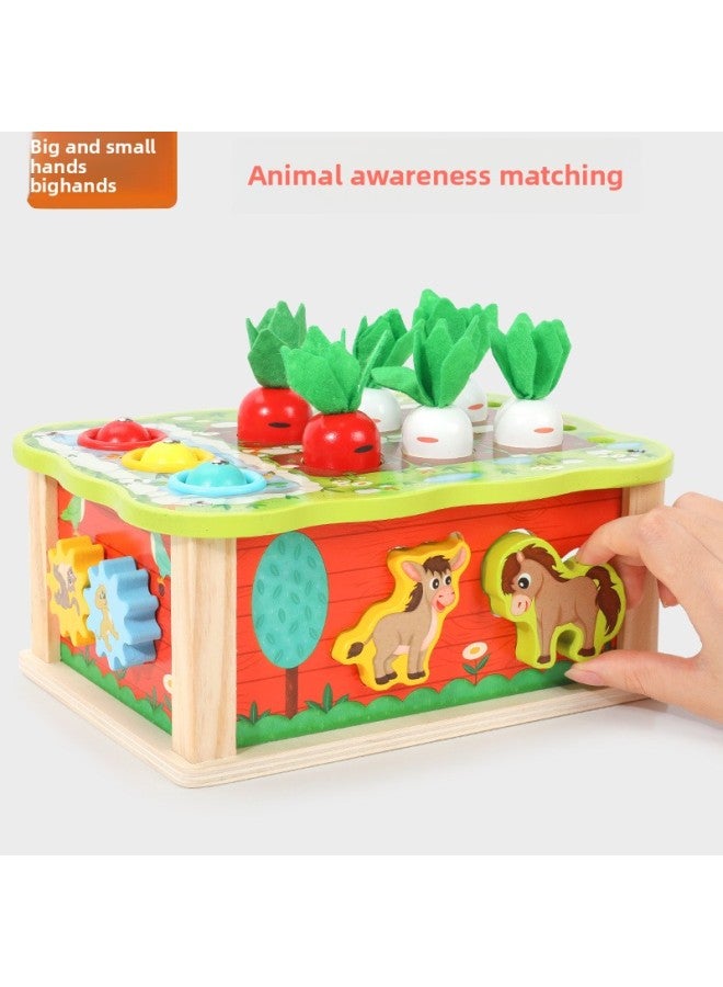 Children's Wooden Farm Radish Pairing Multi-functional Treasure Box Early Education Fishing Patch Pest Pairing Pairing Educational Toys-Color:Farm Carrot Pulling Matching  - Image 3