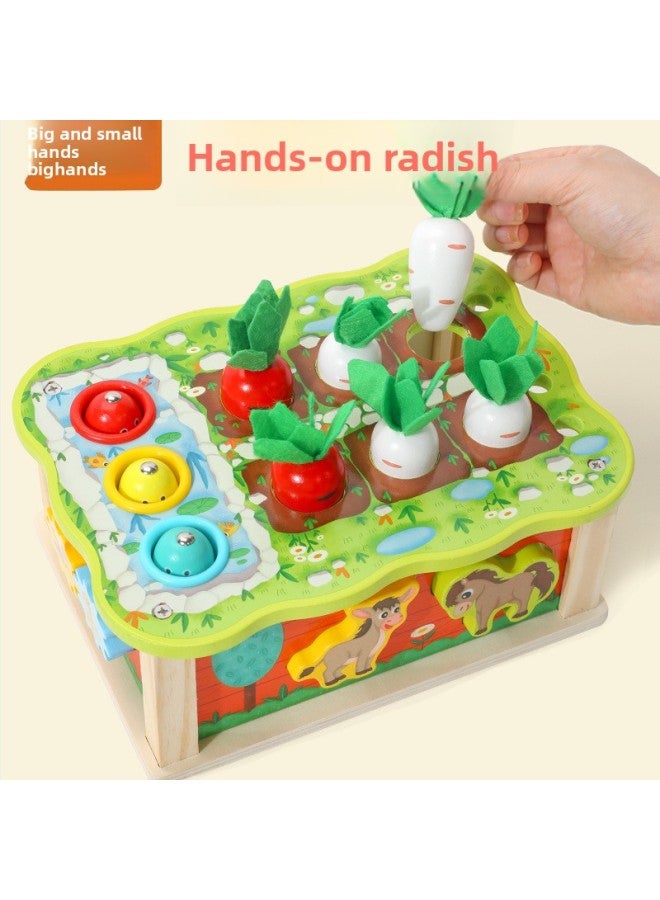 Children's Wooden Farm Radish Pairing Multi-functional Treasure Box Early Education Fishing Patch Pest Pairing Pairing Educational Toys-Color:Farm Carrot Pulling Matching  - Image 4