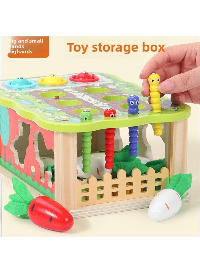 Children's Wooden Farm Radish Pairing Multi-functional Treasure Box Early Education Fishing Patch Pest Pairing Pairing Educational Toys-Color:Farm Carrot Pulling Matching  - Image 5