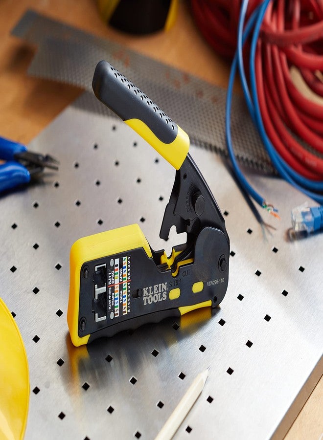 Klein Tools VDV226-110 Ratcheting Modular Data Cable Crimper / Wire Stripper / Wire Cutter for RJ11/RJ12 Standard, RJ45 Pass-Thru Connectors - Image 2
