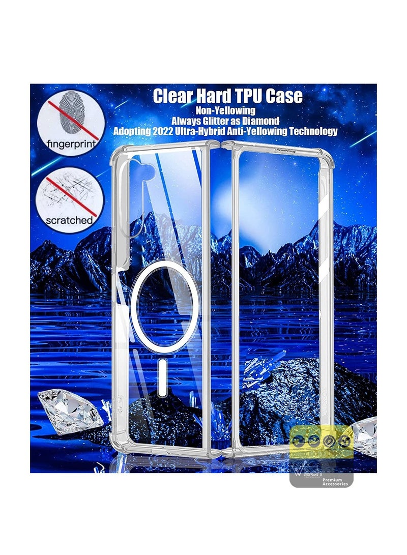 Wtech Magnetic Slim Transparent Flexible TPU Shockproof Magsafe Back Phone Case Cover For Samsung Galaxy Z Fold5 5G 2023 Clear  - Image 4
