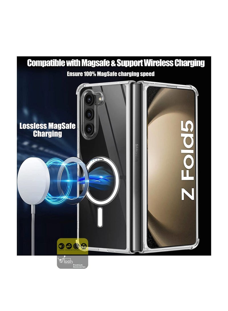 Wtech Magnetic Slim Transparent Flexible TPU Shockproof Magsafe Back Phone Case Cover For Samsung Galaxy Z Fold5 5G 2023 Clear  - Image 3