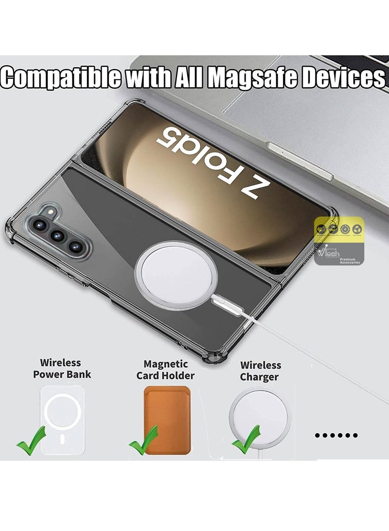 Wtech Magnetic Slim Transparent Flexible TPU Shockproof Magsafe Back Phone Case Cover For Samsung Galaxy Z Fold5 5G 2023 Clear  - Image 2