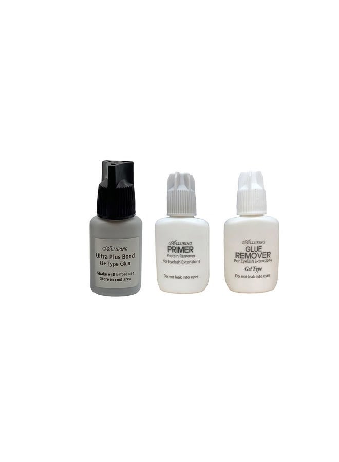 Ultra Plus Powerful Glue Adhesive Strong Long Lasting size 10ml, Alluring Remover & Alluring Lash Primer