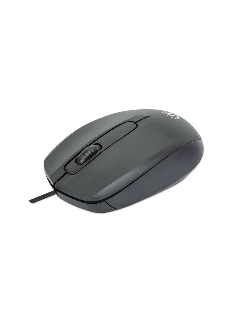 Manhattan Comfort II Wired Optical Mouse 1000 DPI Ambidextrous 1.2 m Cable - Black - Image 4
