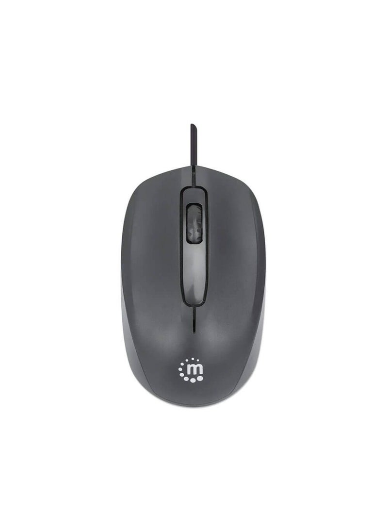 Manhattan Comfort II Wired Optical Mouse 1000 DPI Ambidextrous 1.2 m Cable - Black - Image 3