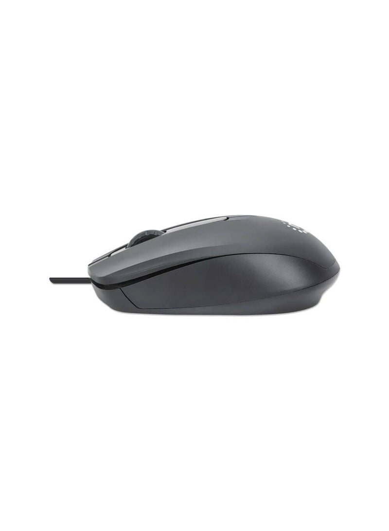 Manhattan Comfort II Wired Optical Mouse 1000 DPI Ambidextrous 1.2 m Cable - Black - Image 2