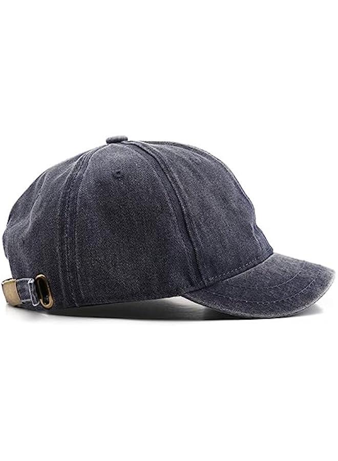 Short Brim Vintage Baseball Cap Adjustable Unstructured Washed Distressed Cotton Blank Dad Hat for Men & Women - Image 1