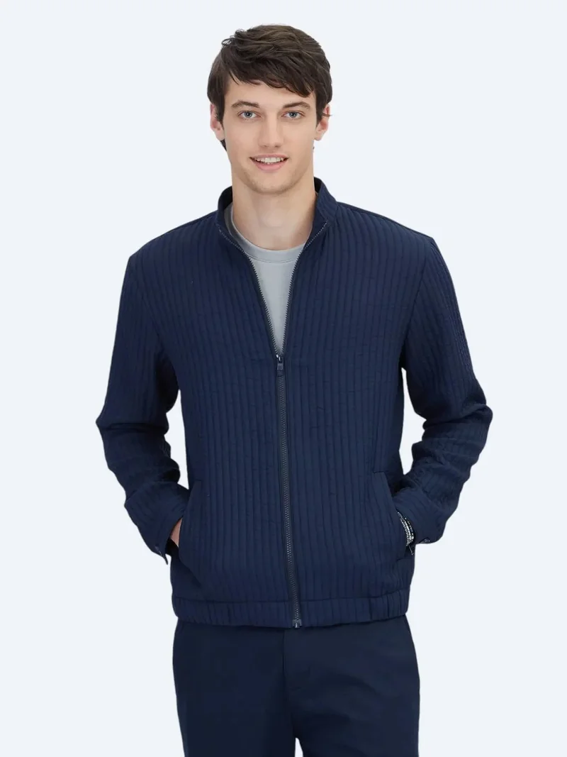 Kip Navy Blue Regular Fit Casual Weaving Jacket