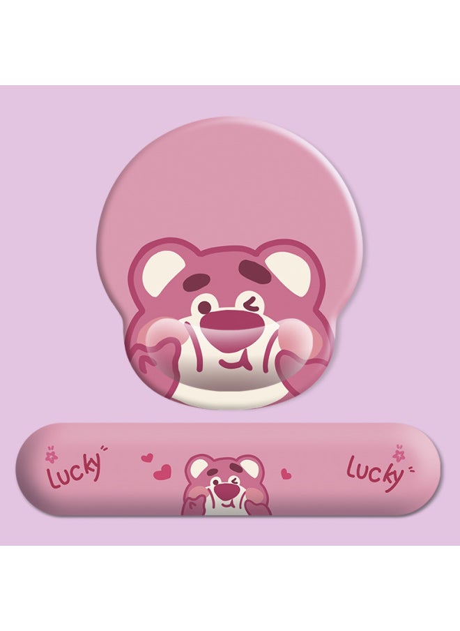 Generic - G07-F23 Cartoon Comic Series Set Wrist Guard Mouse Pad Office Non-slip Mouse Pad Wrist Guard Hand Pad Factory-Color:Painted-Pattern:MH030-4-Strawberry Bear Face - Image 1