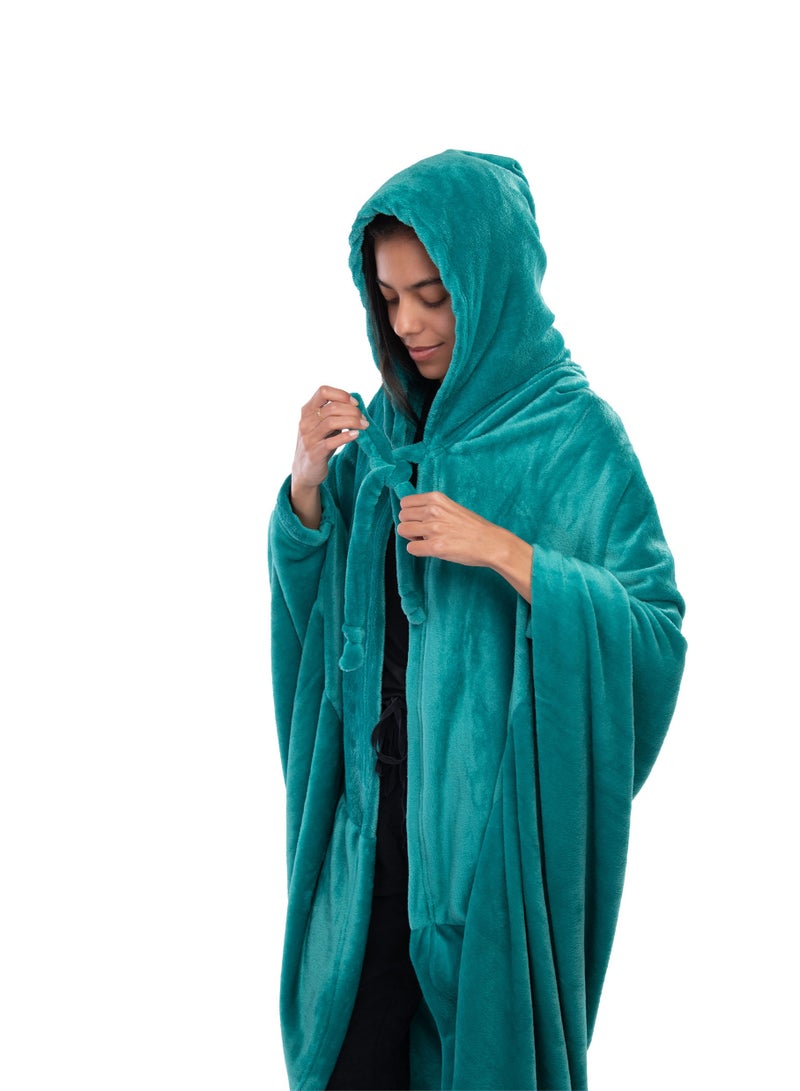 منترا بطانية/غطاء رأس (صوف) أخضر فاتح 160 × 180 سم - Image 4