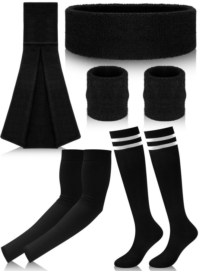 Cutecrop 5 Pack Football Accessories Sweatbands Set for Adults Football Towels Arm Sleeve and Socks Set Include 2 Wristbands, 1 Headband, 1 Quarterback Towels, Arm Sleeve and Stripe Socks for Sports - Image 1