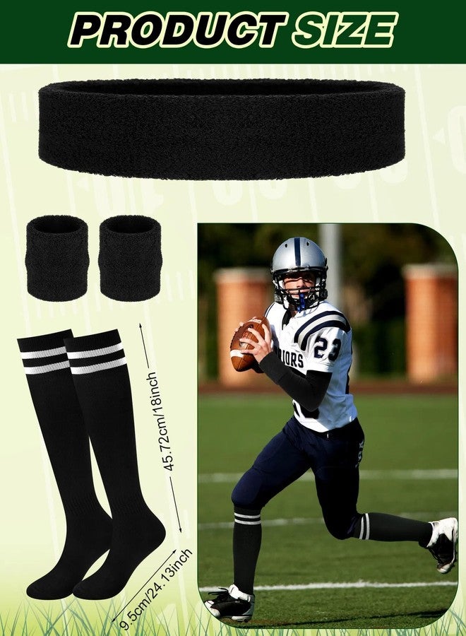 Cutecrop 5 Pack Football Accessories Sweatbands Set for Adults Football Towels Arm Sleeve and Socks Set Include 2 Wristbands, 1 Headband, 1 Quarterback Towels, Arm Sleeve and Stripe Socks for Sports - Image 4
