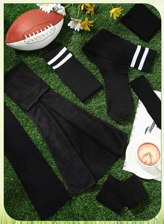Cutecrop 5 Pack Football Accessories Sweatbands Set for Adults Football Towels Arm Sleeve and Socks Set Include 2 Wristbands, 1 Headband, 1 Quarterback Towels, Arm Sleeve and Stripe Socks for Sports - Image 5