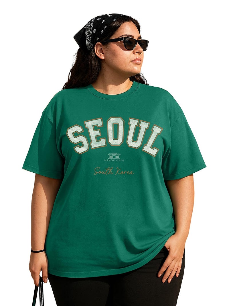 JUNEBERRY® Women’s Plus Size T-Shirt | Big Size 3XL–5XL | Plus Size Casual Cotton T-Shirt for Curvy Women | Soft & BreathablePS_OS_JB_SL_G117_4XL - Image 1