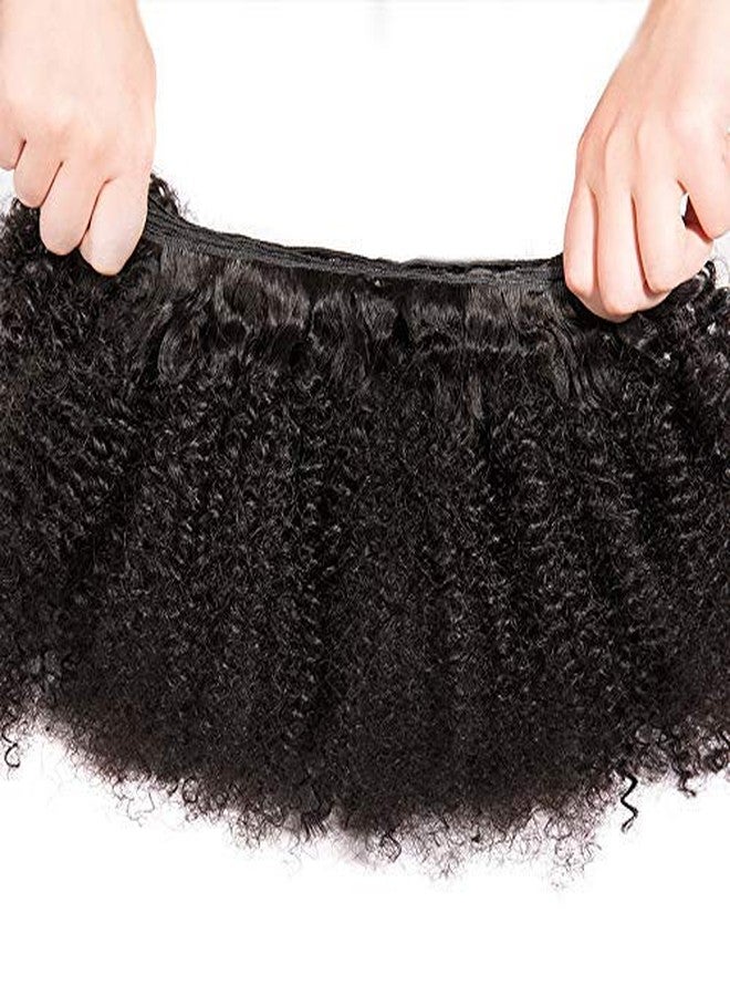 feibin Mongolian Afro Kinky Curly Human Hair Bundles 14 14 14 Inch 4B 4C Curly Hair Weave Virgin Hair Coily Afro Kinkys Bulk Curly Bundle Human Hair Natural Black Color - Image 5