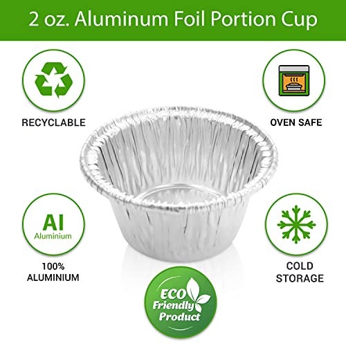 KitchenDance.com KitchenDance Disposable Silver Aluminum Foil Mini Ramekin Cup - 2 Ounces Round Heavy Duty Aluminum Pans for Baking, Storing, Preparing Food - Oven Safe Cups Perfect for Desserts or Flan, #S220 (100) - Image 5