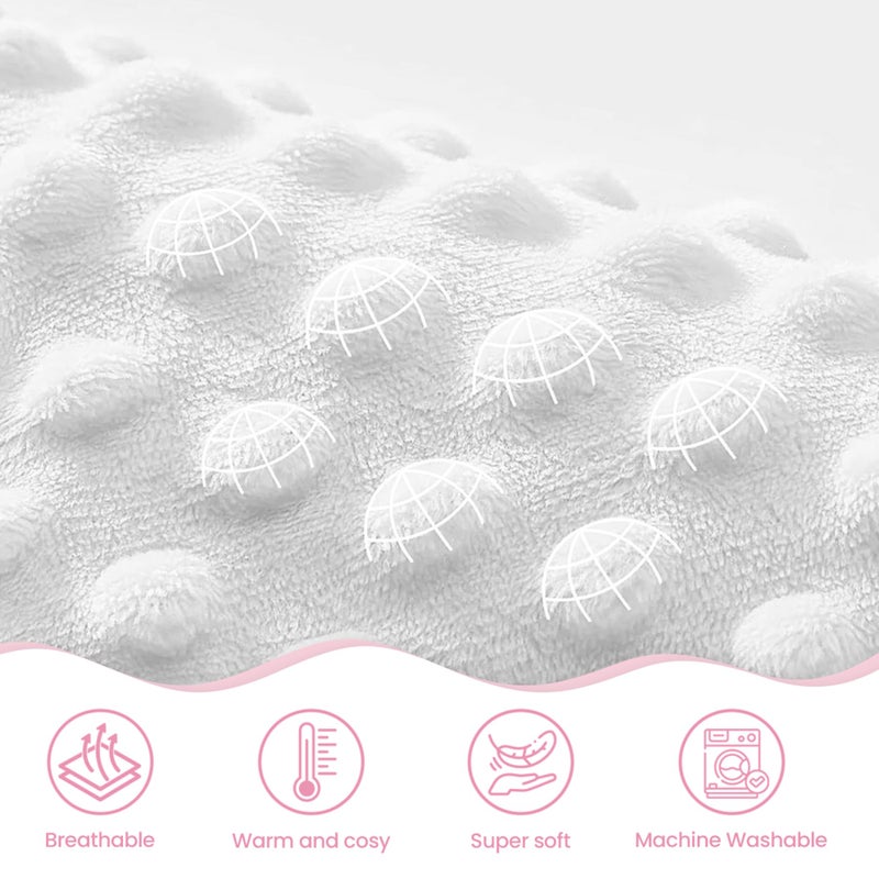 SANDJEST Strawberry Minky Baby Blanket 30 X 40 Inches For Girls  Soft Plush Receiving Blanket With Dotted Back  Gift For Toddler Newborn Infant Christmas Birthday Baby Shower - Image 4