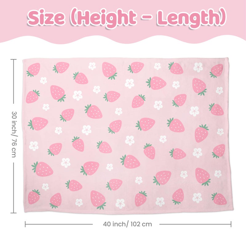 SANDJEST Strawberry Minky Baby Blanket 30 X 40 Inches For Girls  Soft Plush Receiving Blanket With Dotted Back  Gift For Toddler Newborn Infant Christmas Birthday Baby Shower - Image 3