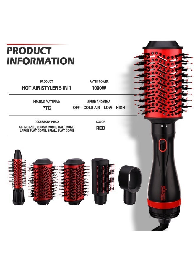 DSP 5-in-1 Hair Styler & Curler Brush – Hot Air Volumizer, Blow Dryer Brush for Straightening, Curling & Salon Styling at Home - Image 4